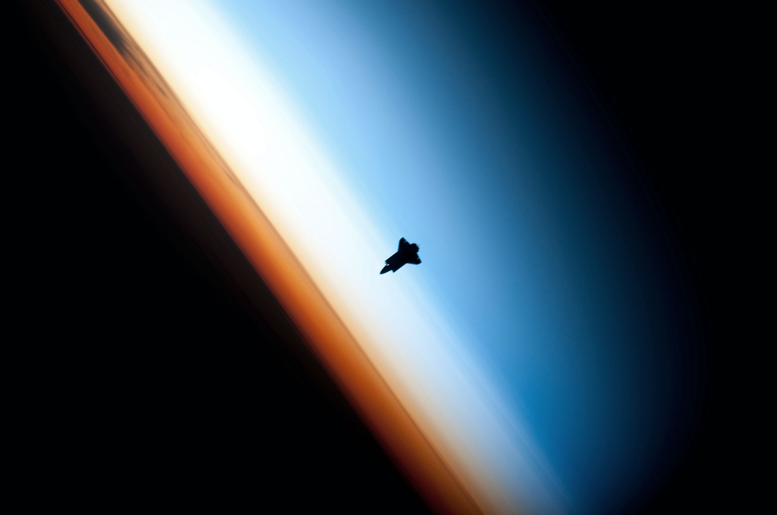 Space shuttle in orbit.