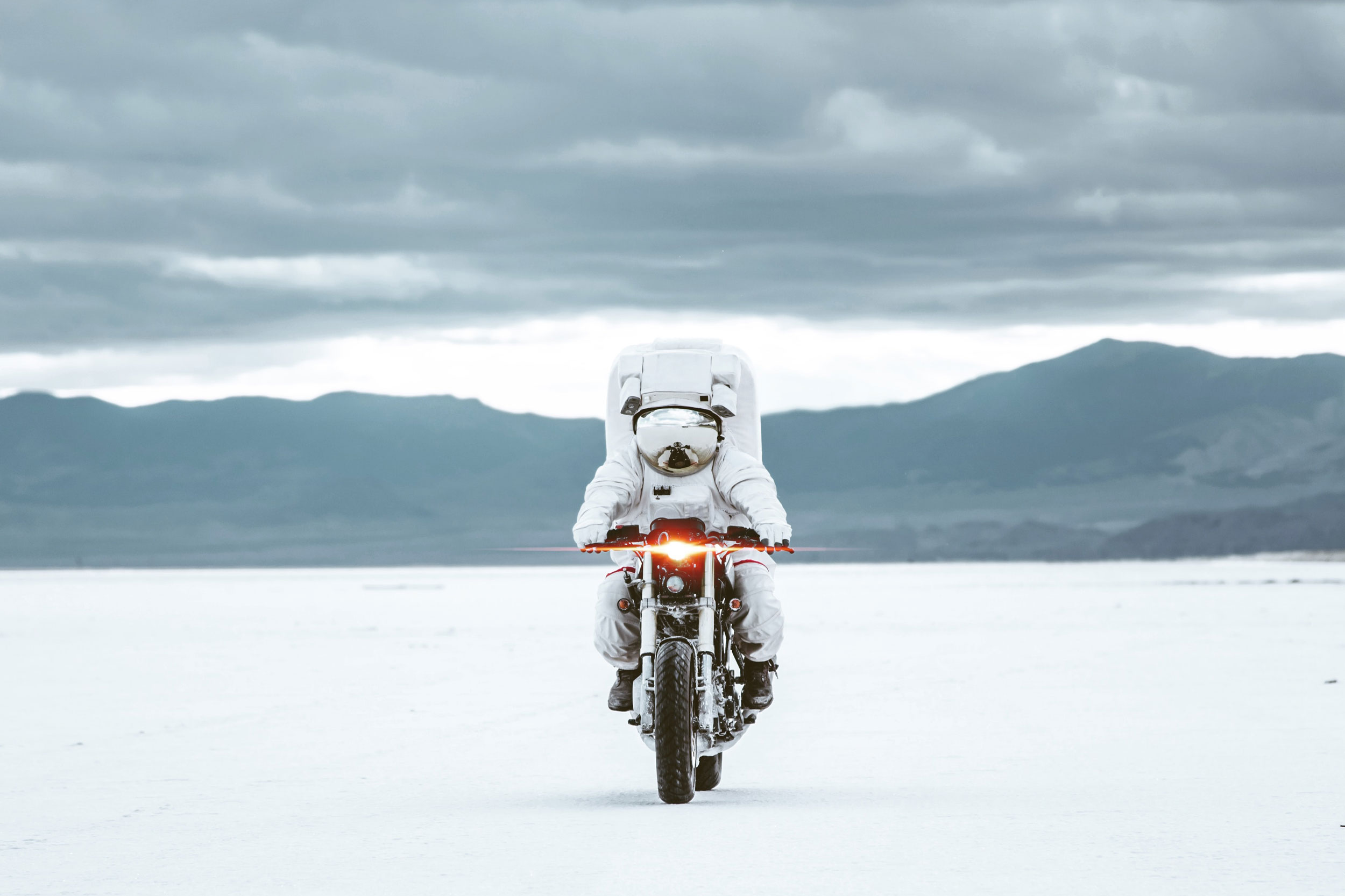Astronaut on motorcycle
